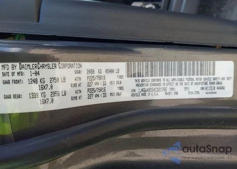 2004 Jeep Grand Cherokee Laredo из США, поврежденный, VIN 1J4GW48S54C321766